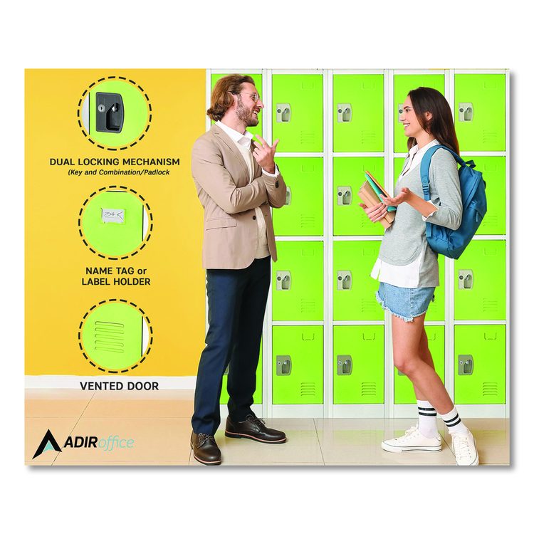 Steel Storage Locker, 4 Compartment, 12 x 12 x 72, Green