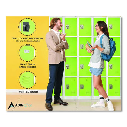 Steel Storage Locker, 4 Compartment, 12 x 12 x 72, Green