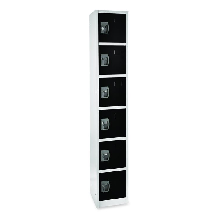 Steel Storage Locker, 6 Compartment, 12 x 12 x 72, Black