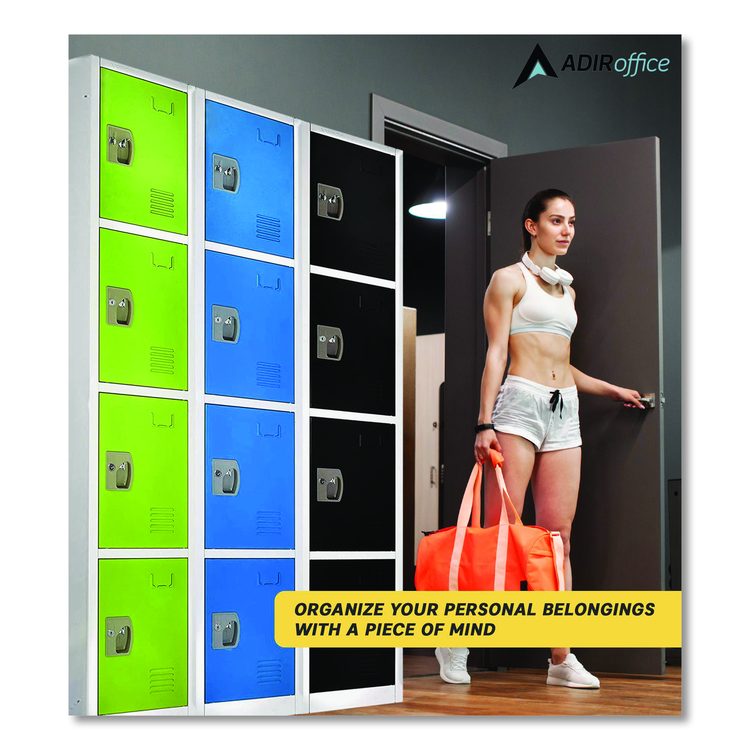 Steel Storage Locker, 4 Compartment, 12 x 12 x 72, Green