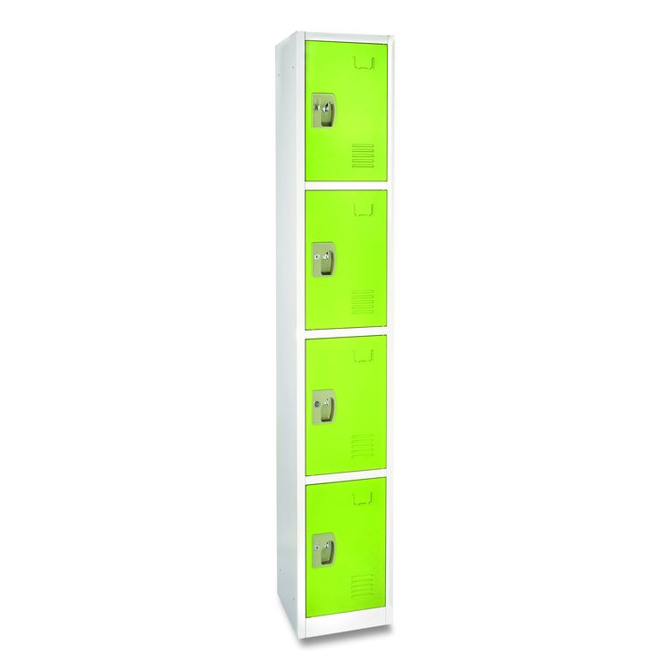 Steel Storage Locker, 4 Compartment, 12 x 12 x 72, Green