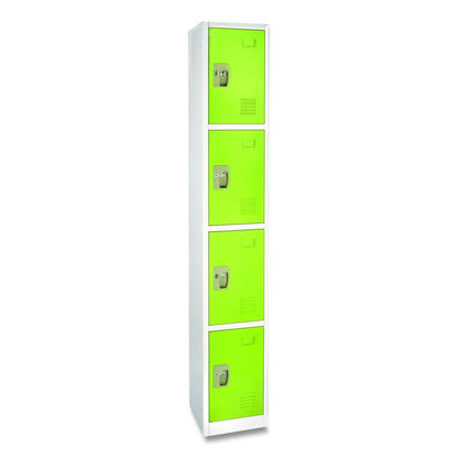 Steel Storage Locker, 4 Compartment, 12 x 12 x 72, Green