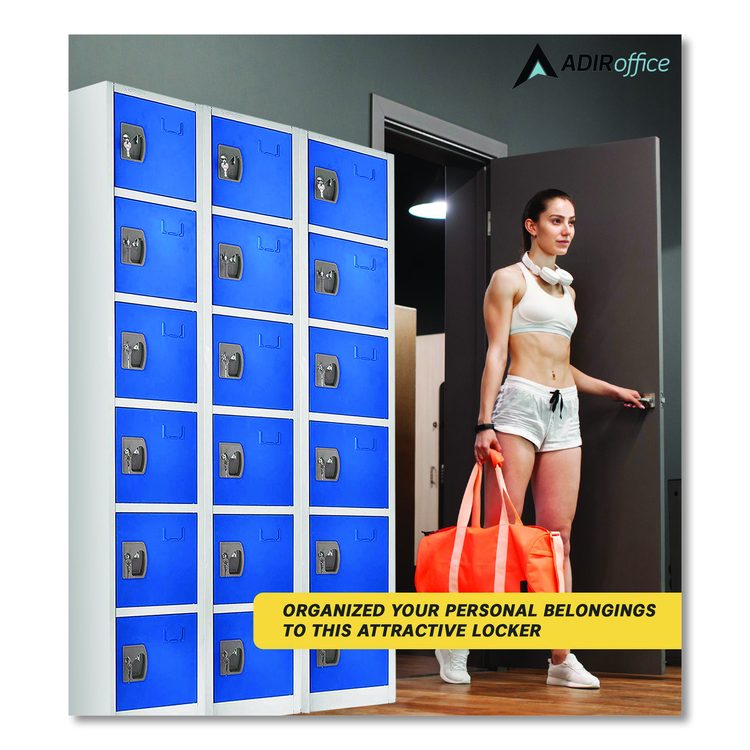 Steel Storage Locker, 6 Compartment, 12 x 12 x 72, Blue