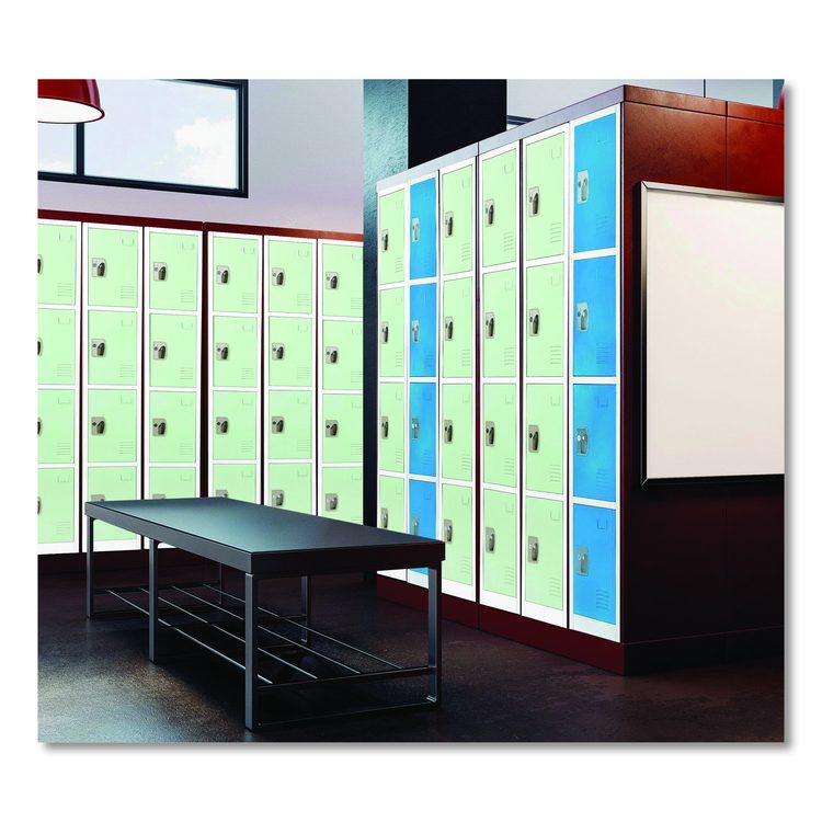 Steel Storage Locker, 4 Compartment, 12 x 12 x 72, Misty Green