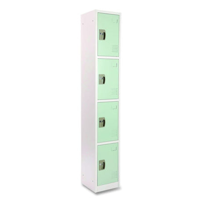 Steel Storage Locker, 4 Compartment, 12 x 12 x 72, Misty Green