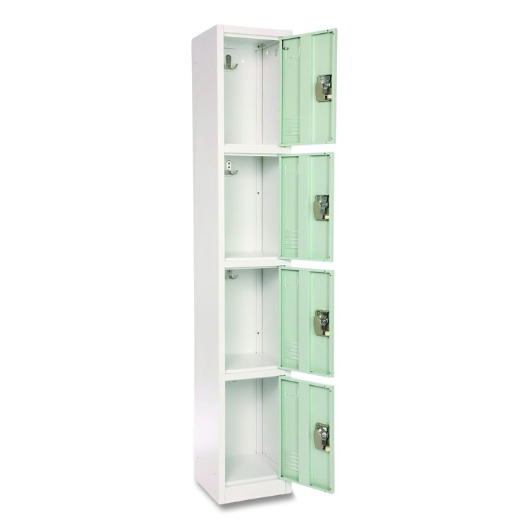 Steel Storage Locker, 4 Compartment, 12 x 12 x 72, Misty Green