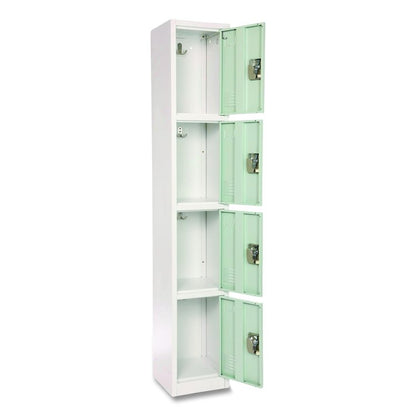 Steel Storage Locker, 4 Compartment, 12 x 12 x 72, Misty Green