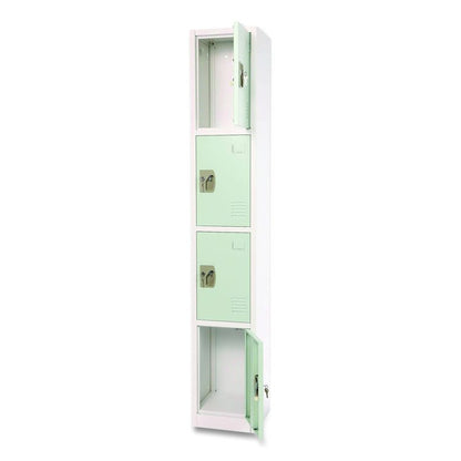 Steel Storage Locker, 4 Compartment, 12 x 12 x 72, Misty Green