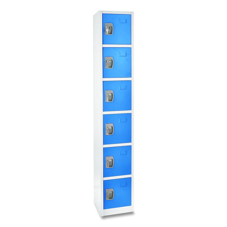 Steel Storage Locker, 6 Compartment, 12 x 12 x 72, Blue
