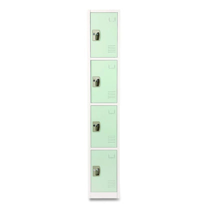 Steel Storage Locker, 4 Compartment, 12 x 12 x 72, Misty Green