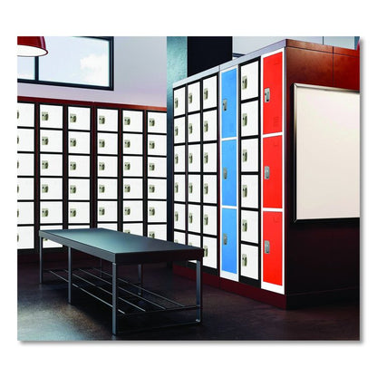 Steel Storage Locker, 6 Compartment, 12 x 12 x 72, Black Body/White Doors
