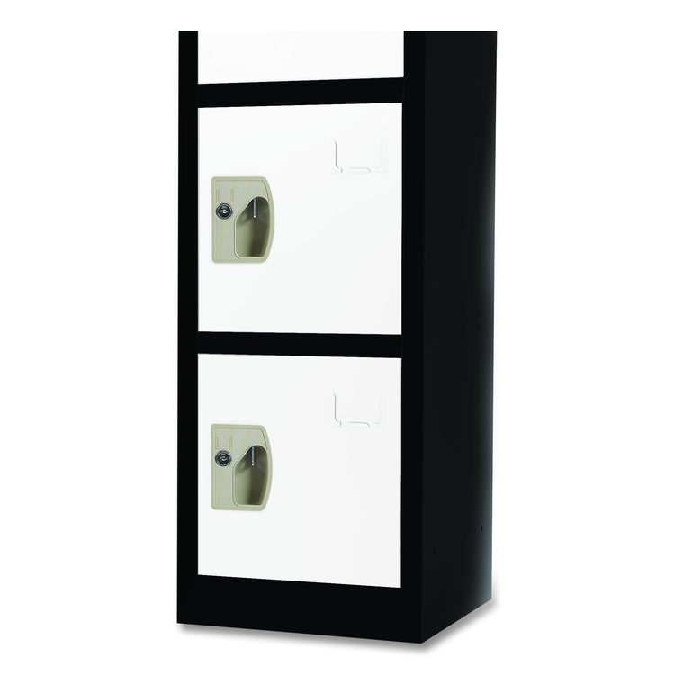 Steel Storage Locker, 6 Compartment, 12 x 12 x 72, Black Body/White Doors