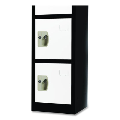 Steel Storage Locker, 6 Compartment, 12 x 12 x 72, Black Body/White Doors