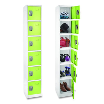 Steel Storage Locker, 6 Compartment, 12 x 12 x 72, Green