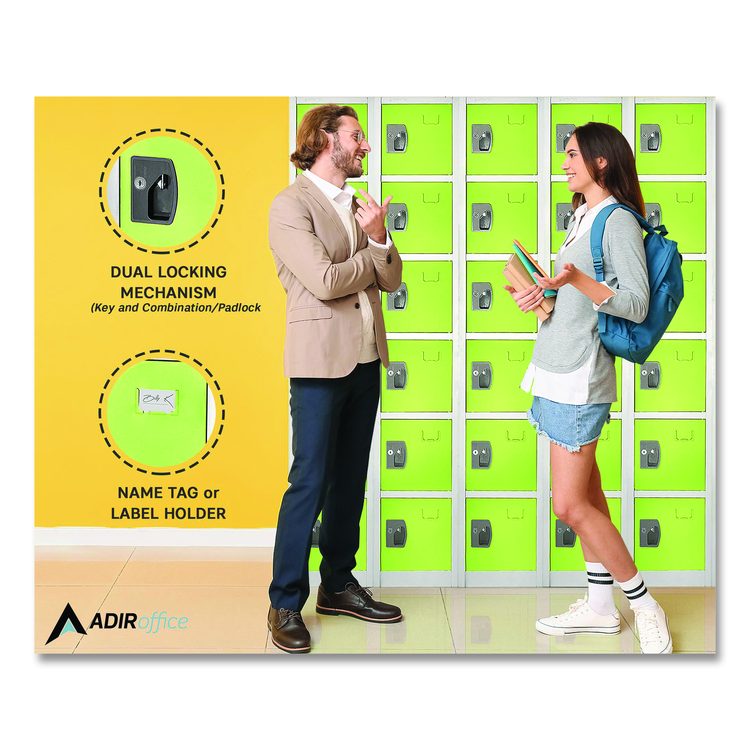 Steel Storage Locker, 6 Compartment, 12 x 12 x 72, Green