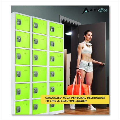 Steel Storage Locker, 6 Compartment, 12 x 12 x 72, Green
