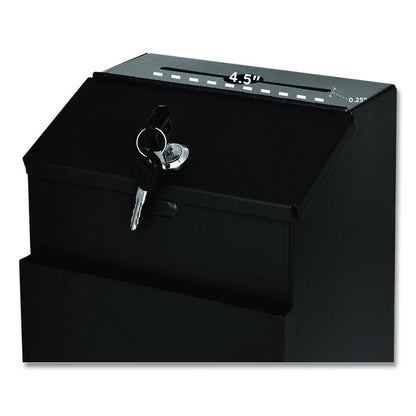 Wall Mountable Steel Suggestion Secure Drop Box with Key, 7 x 6 x 8.5, Stainless Steel 304, Black