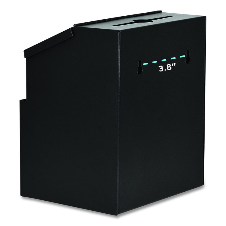 Wall Mountable Steel Suggestion Secure Drop Box with Key, 7 x 6 x 8.5, Stainless Steel 304, Black