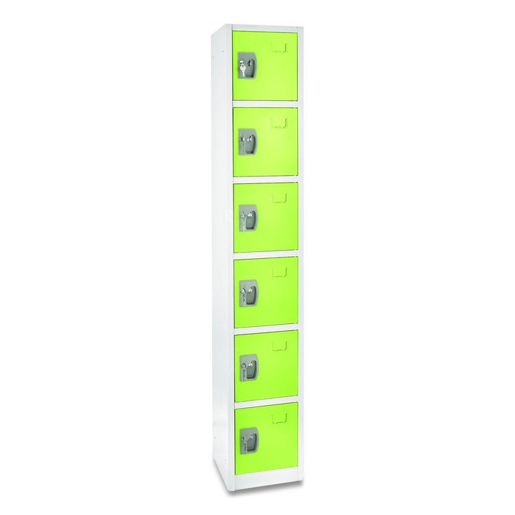 Steel Storage Locker, 6 Compartment, 12 x 12 x 72, Green