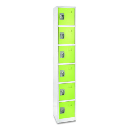 Steel Storage Locker, 6 Compartment, 12 x 12 x 72, Green