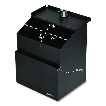 Wall Mountable Steel Suggestion Secure Drop Box with Key, 7 x 6 x 8.5, Stainless Steel 304, Black