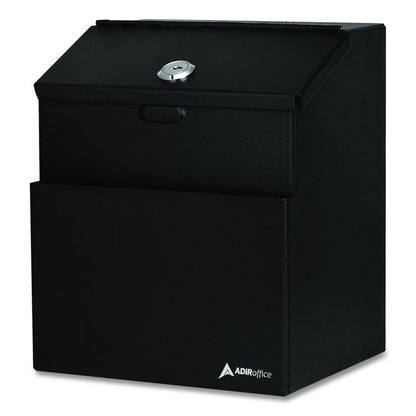 Wall Mountable Steel Suggestion Secure Drop Box with Key, 7 x 6 x 8.5, Stainless Steel 304, Black