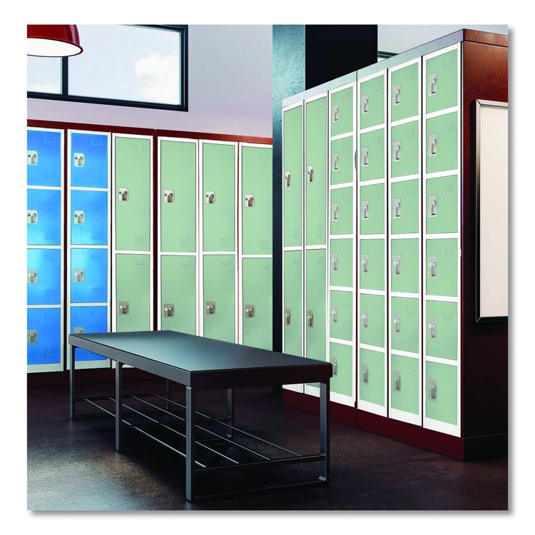 Steel Storage Locker, 6 Compartment, 12 x 12 x 72, Misty Green