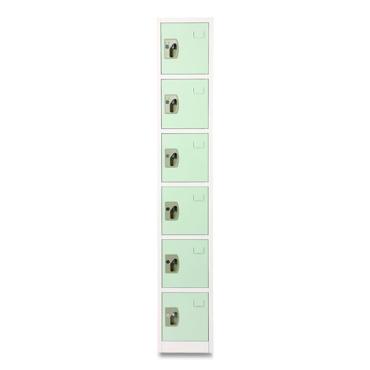 Steel Storage Locker, 6 Compartment, 12 x 12 x 72, Misty Green