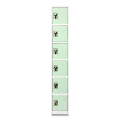 Steel Storage Locker, 6 Compartment, 12 x 12 x 72, Misty Green