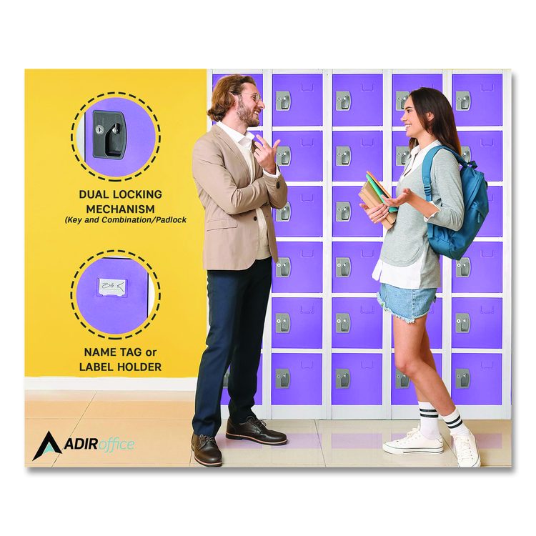 Steel Storage Locker, 6 Compartment, 12 x 12 x 72, Purple