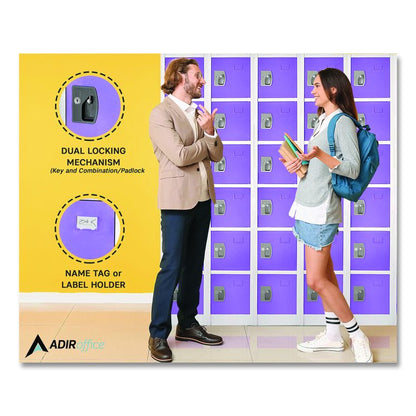 Steel Storage Locker, 6 Compartment, 12 x 12 x 72, Purple
