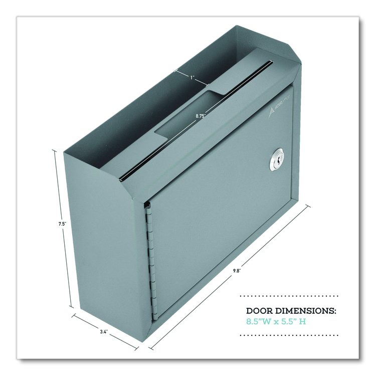 Medium Size Steel Multi-Purpose Secure Drop Box, 9.8 x 3.4 x 7.5, Gray