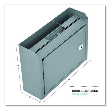 Medium Size Steel Multi-Purpose Secure Drop Box, 9.8 x 3.4 x 7.5, Gray