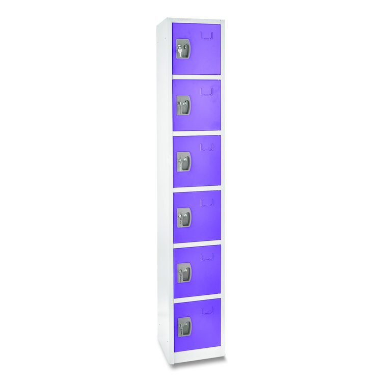 Steel Storage Locker, 6 Compartment, 12 x 12 x 72, Purple