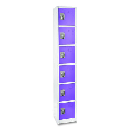 Steel Storage Locker, 6 Compartment, 12 x 12 x 72, Purple