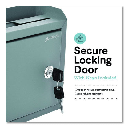 Medium Size Steel Multi-Purpose Secure Drop Box, 9.8 x 3.4 x 7.5, Gray