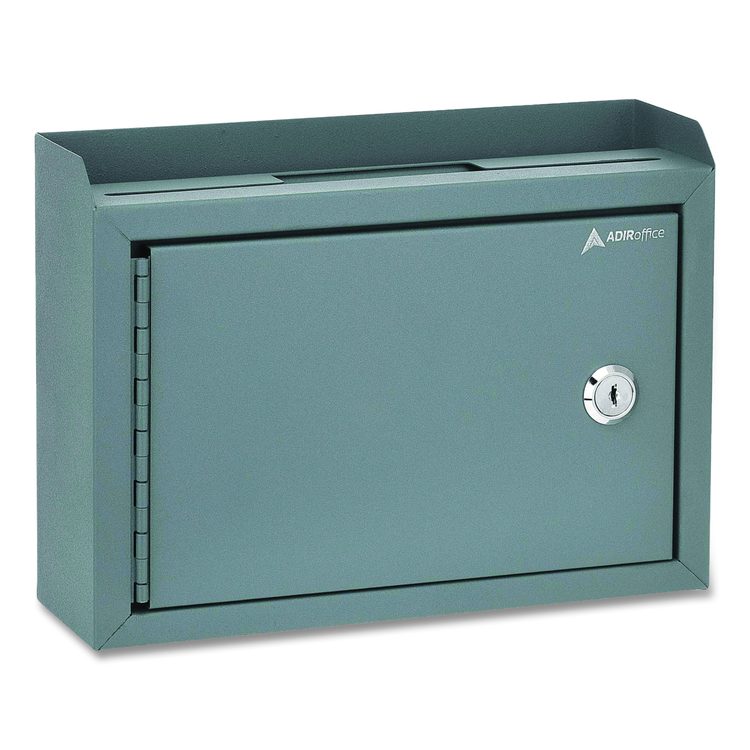 Medium Size Steel Multi-Purpose Secure Drop Box, 9.8 x 3.4 x 7.5, Gray