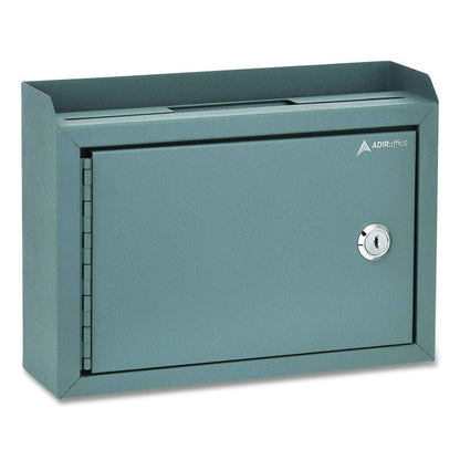 Medium Size Steel Multi-Purpose Secure Drop Box, 9.8 x 3.4 x 7.5, Gray