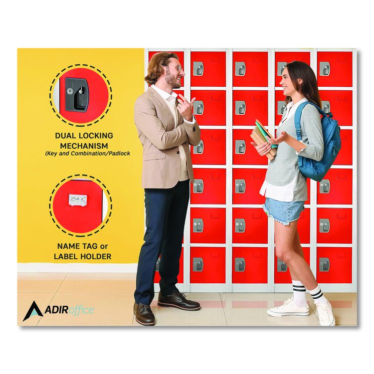 Steel Storage Locker, 6 Compartment, 12 x 12 x 72, Red