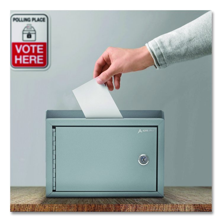 Medium Size Steel Multi-Purpose Secure Drop Box, 9.8 x 3.4 x 7.5, Gray