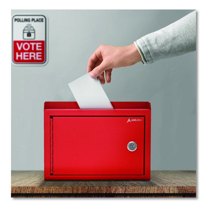 Medium Size Steel Multi-Purpose Secure Drop Box, 9.8 x 3.4 x 7.5, Red
