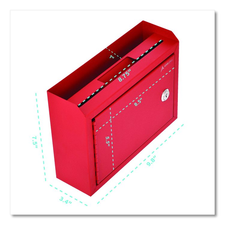 Medium Size Steel Multi-Purpose Secure Drop Box, 9.8 x 3.4 x 7.5, Red