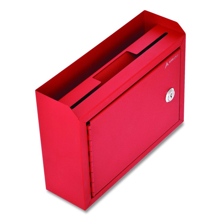 Medium Size Steel Multi-Purpose Secure Drop Box, 9.8 x 3.4 x 7.5, Red