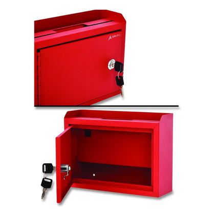 Medium Size Steel Multi-Purpose Secure Drop Box, 9.8 x 3.4 x 7.5, Red