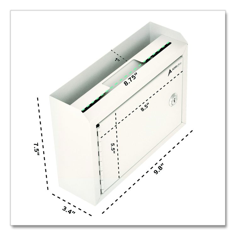 Medium Size Steel Multi-Purpose Secure Drop Box, 9.8 x 3.4 x 7.5, White