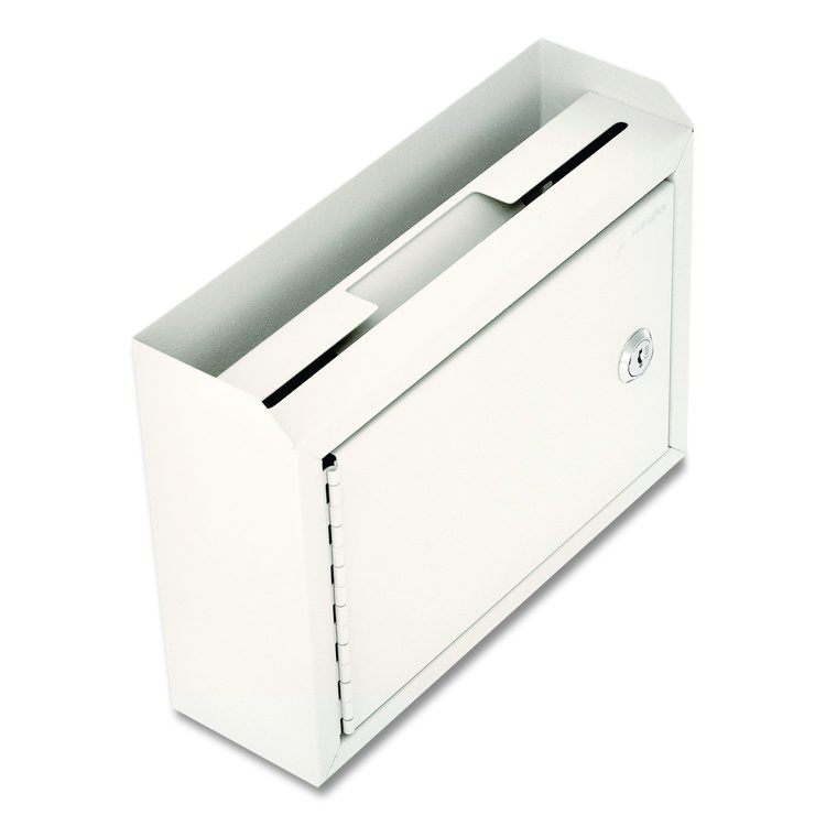 Medium Size Steel Multi-Purpose Secure Drop Box, 9.8 x 3.4 x 7.5, White