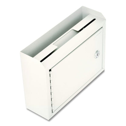 Medium Size Steel Multi-Purpose Secure Drop Box, 9.8 x 3.4 x 7.5, White