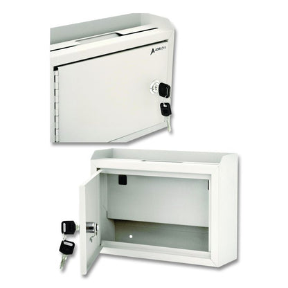 Medium Size Steel Multi-Purpose Secure Drop Box, 9.8 x 3.4 x 7.5, White