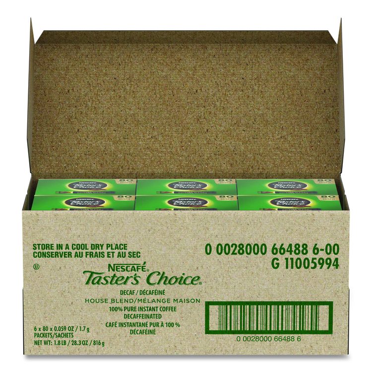 Taster's Choice Stick Pack, Decaf, 0.06 oz, 80/Box, 6 Boxes/Carton