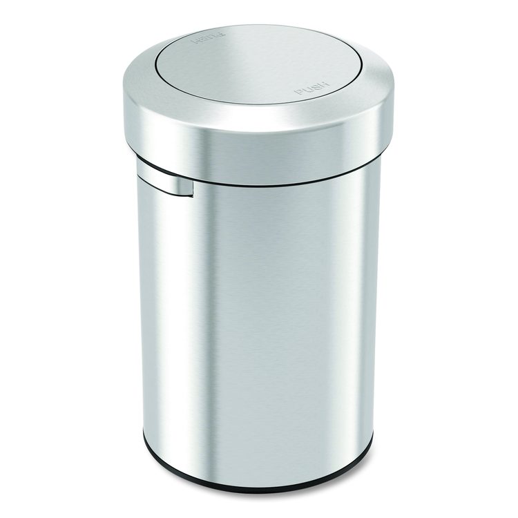 Swing Top Trash Can, 17 gal, Stainless Steel, Silver